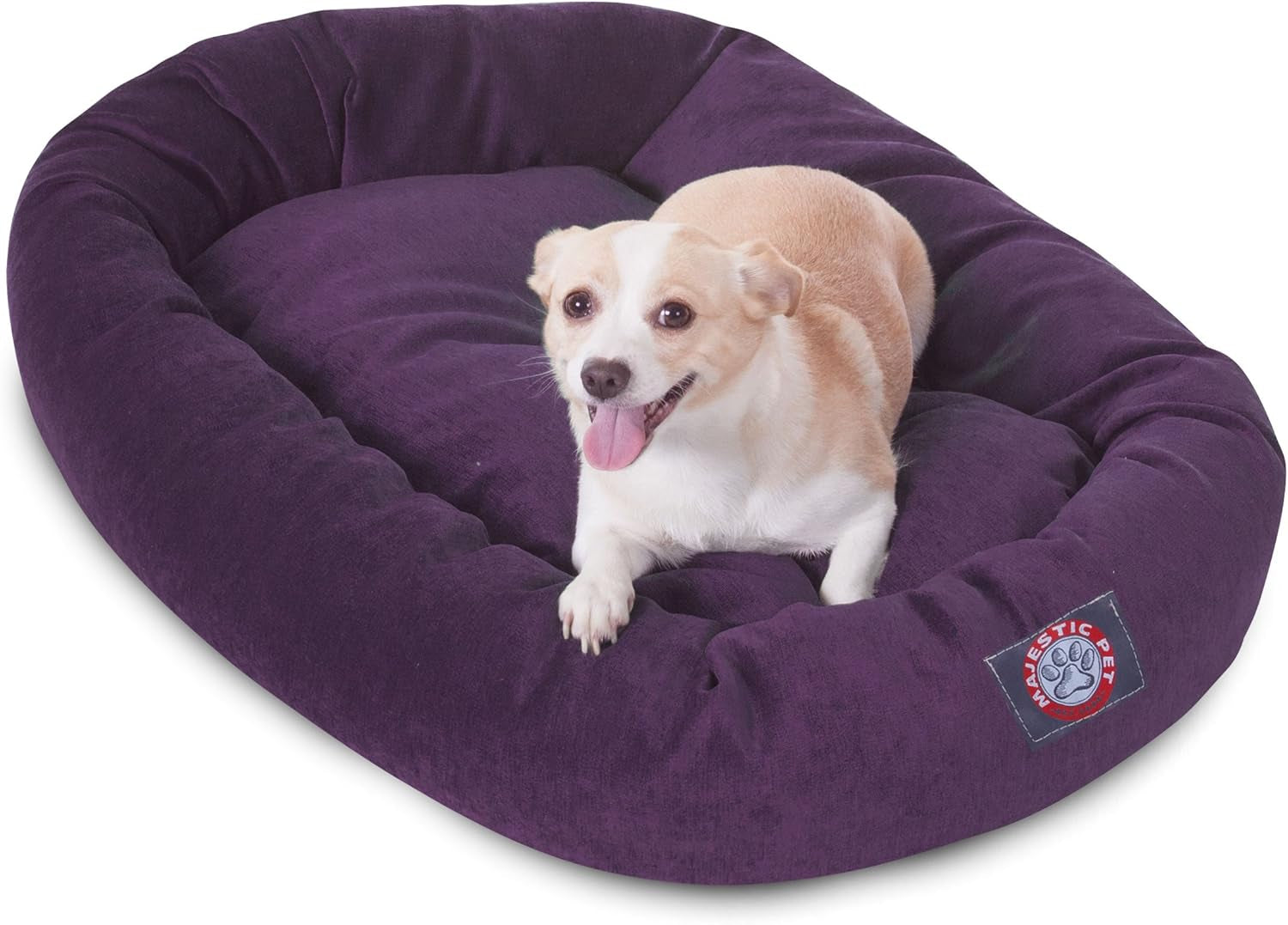 52 Inch Micro Velvet Calming Dog Bed Washable – Cozy Soft round Dog Bed with Spine for Head Support - Fluffy Donut Puppy Mat 52X35X11 (Inch) X- Large – Azure