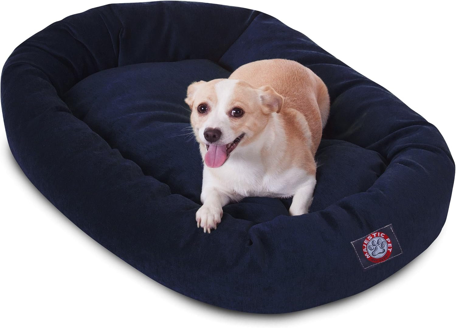 52 Inch Micro Velvet Calming Dog Bed Washable – Cozy Soft round Dog Bed with Spine for Head Support - Fluffy Donut Puppy Mat 52X35X11 (Inch) X- Large – Azure