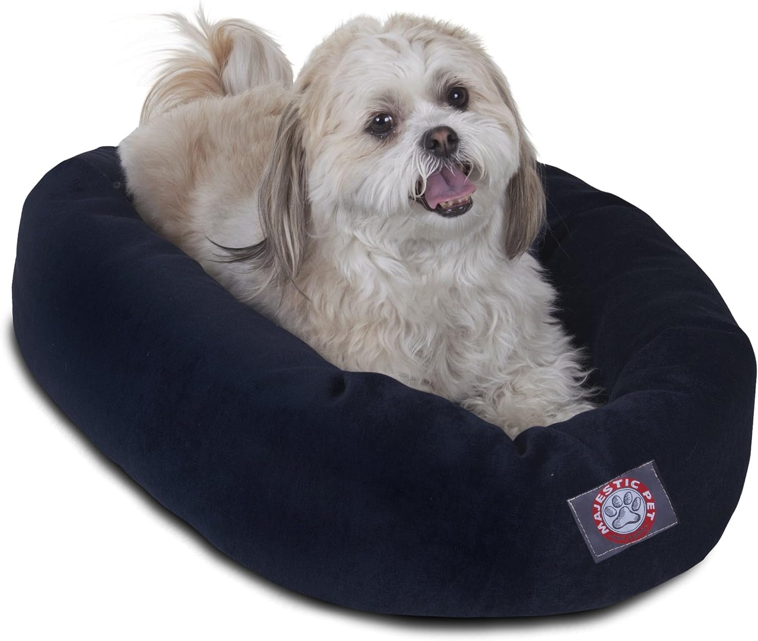 52 Inch Micro Velvet Calming Dog Bed Washable – Cozy Soft round Dog Bed with Spine for Head Support - Fluffy Donut Puppy Mat 52X35X11 (Inch) X- Large – Azure