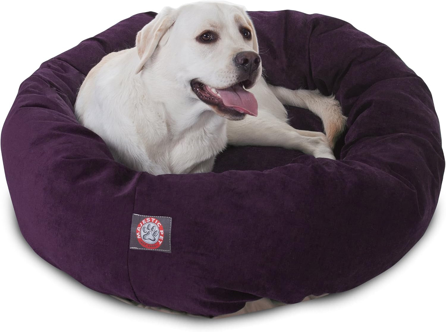 52 Inch Micro Velvet Calming Dog Bed Washable – Cozy Soft round Dog Bed with Spine for Head Support - Fluffy Donut Puppy Mat 52X35X11 (Inch) X- Large – Azure