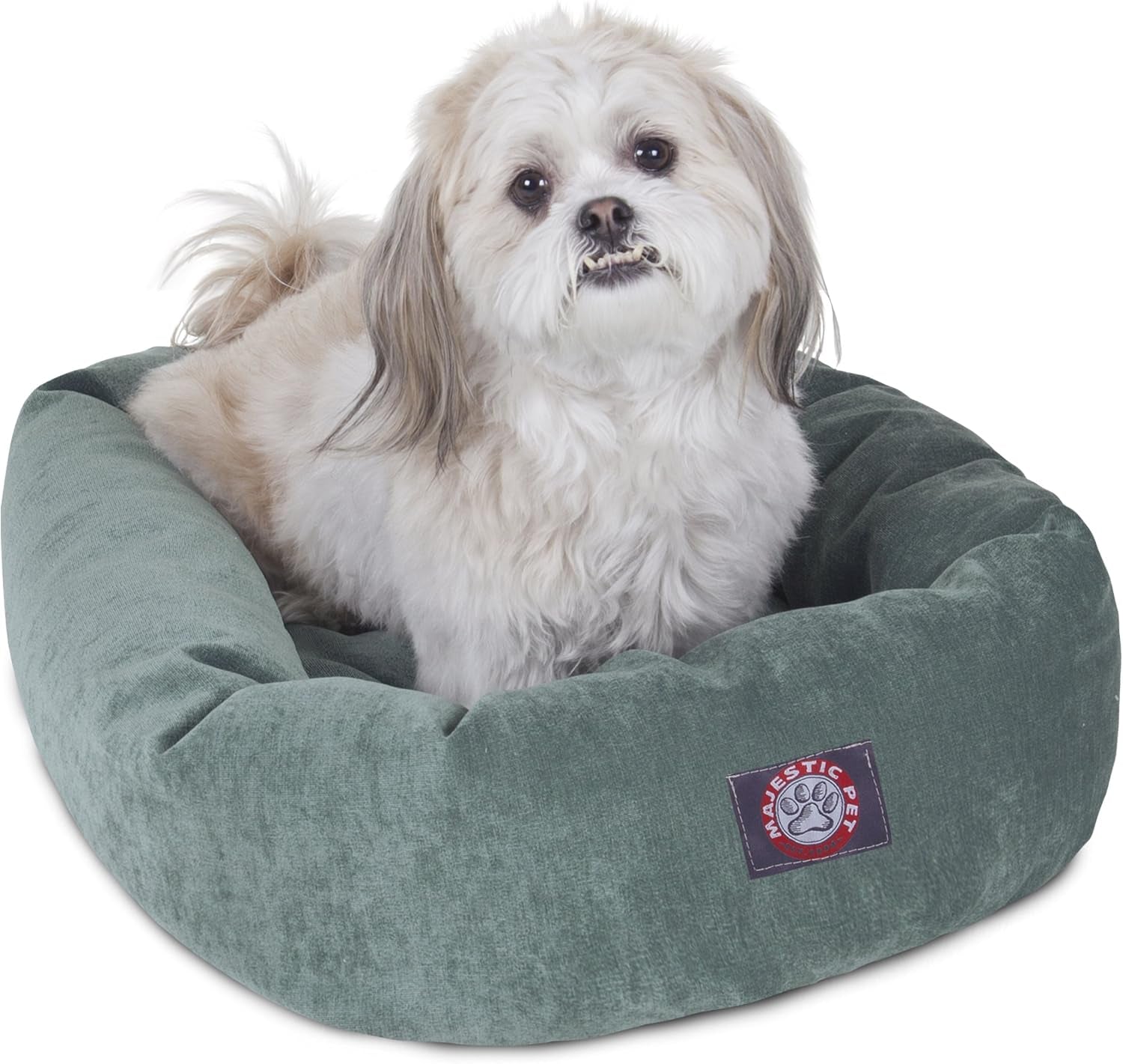 52 Inch Micro Velvet Calming Dog Bed Washable – Cozy Soft round Dog Bed with Spine for Head Support - Fluffy Donut Puppy Mat 52X35X11 (Inch) X- Large – Azure