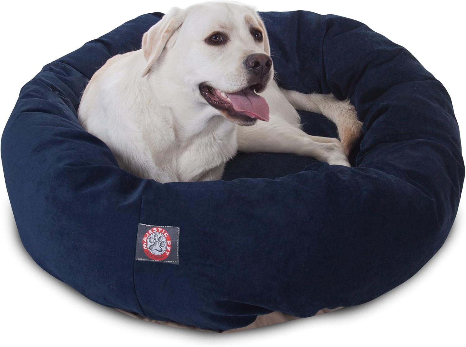 52 Inch Micro Velvet Calming Dog Bed Washable – Cozy Soft round Dog Bed with Spine for Head Support - Fluffy Donut Puppy Mat 52X35X11 (Inch) X- Large – Azure