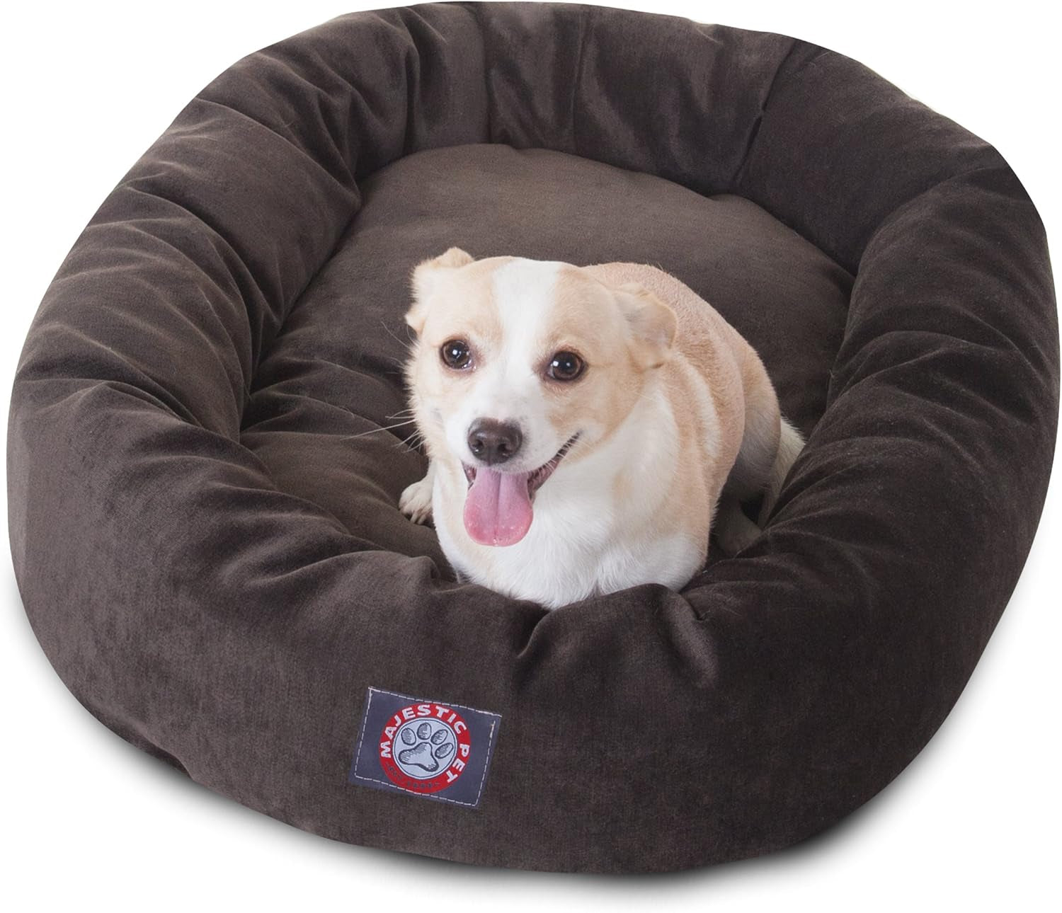 52 Inch Micro Velvet Calming Dog Bed Washable – Cozy Soft round Dog Bed with Spine for Head Support - Fluffy Donut Puppy Mat 52X35X11 (Inch) X- Large – Azure