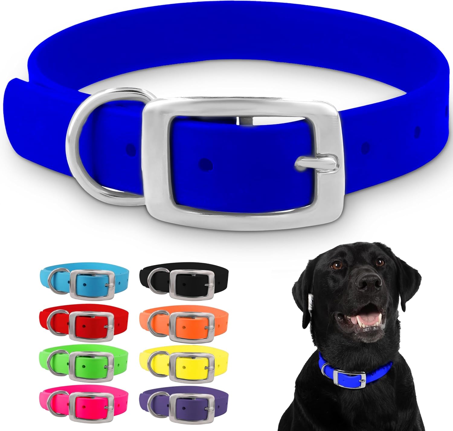 Medium Pink Dog Collar with Heavy Duty Double Buckle & D Ring | Vinyl Coated, Custom Fit, Adjustable Biothane Dog Collar | Chew Resistant Waterproof Collar for Dogs