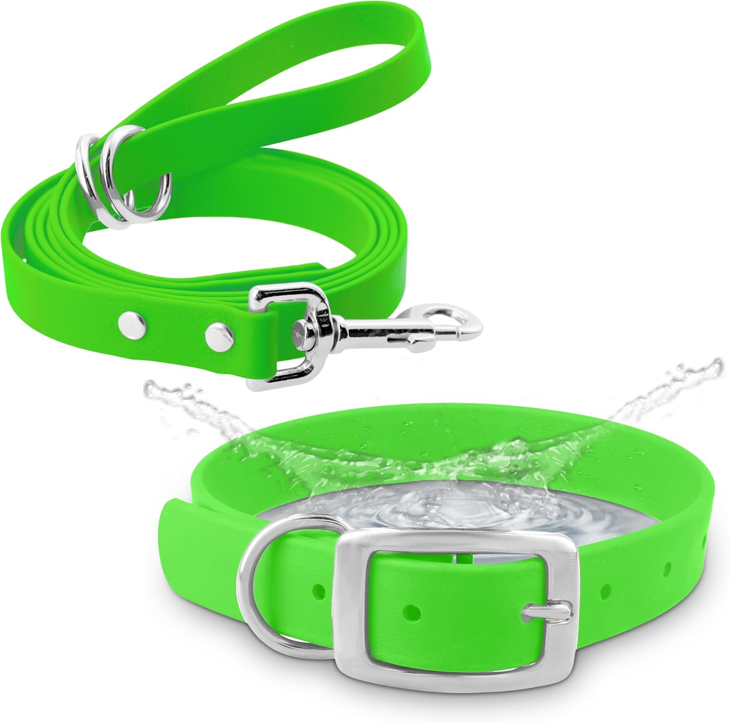 Medium Pink Dog Collar with Heavy Duty Double Buckle & D Ring | Vinyl Coated, Custom Fit, Adjustable Biothane Dog Collar | Chew Resistant Waterproof Collar for Dogs