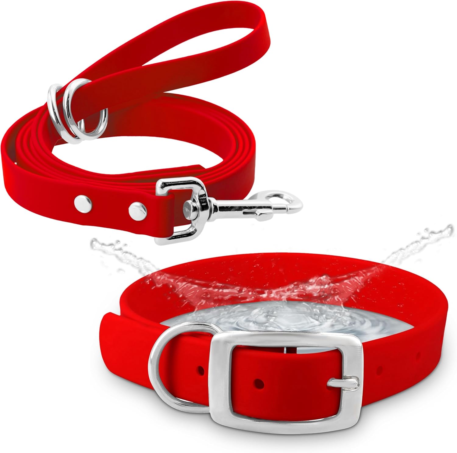 Medium Pink Dog Collar with Heavy Duty Double Buckle & D Ring | Vinyl Coated, Custom Fit, Adjustable Biothane Dog Collar | Chew Resistant Waterproof Collar for Dogs