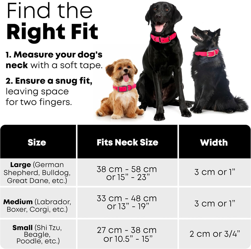 Medium Pink Dog Collar with Heavy Duty Double Buckle & D Ring | Vinyl Coated, Custom Fit, Adjustable Biothane Dog Collar | Chew Resistant Waterproof Collar for Dogs
