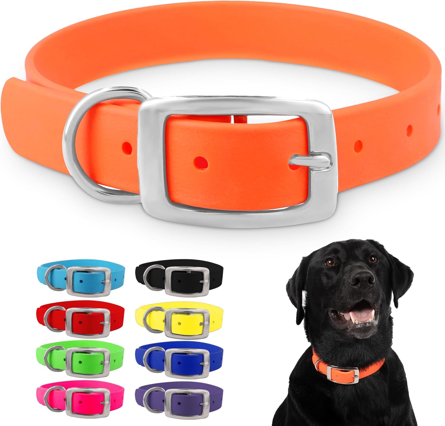 Medium Pink Dog Collar with Heavy Duty Double Buckle & D Ring | Vinyl Coated, Custom Fit, Adjustable Biothane Dog Collar | Chew Resistant Waterproof Collar for Dogs