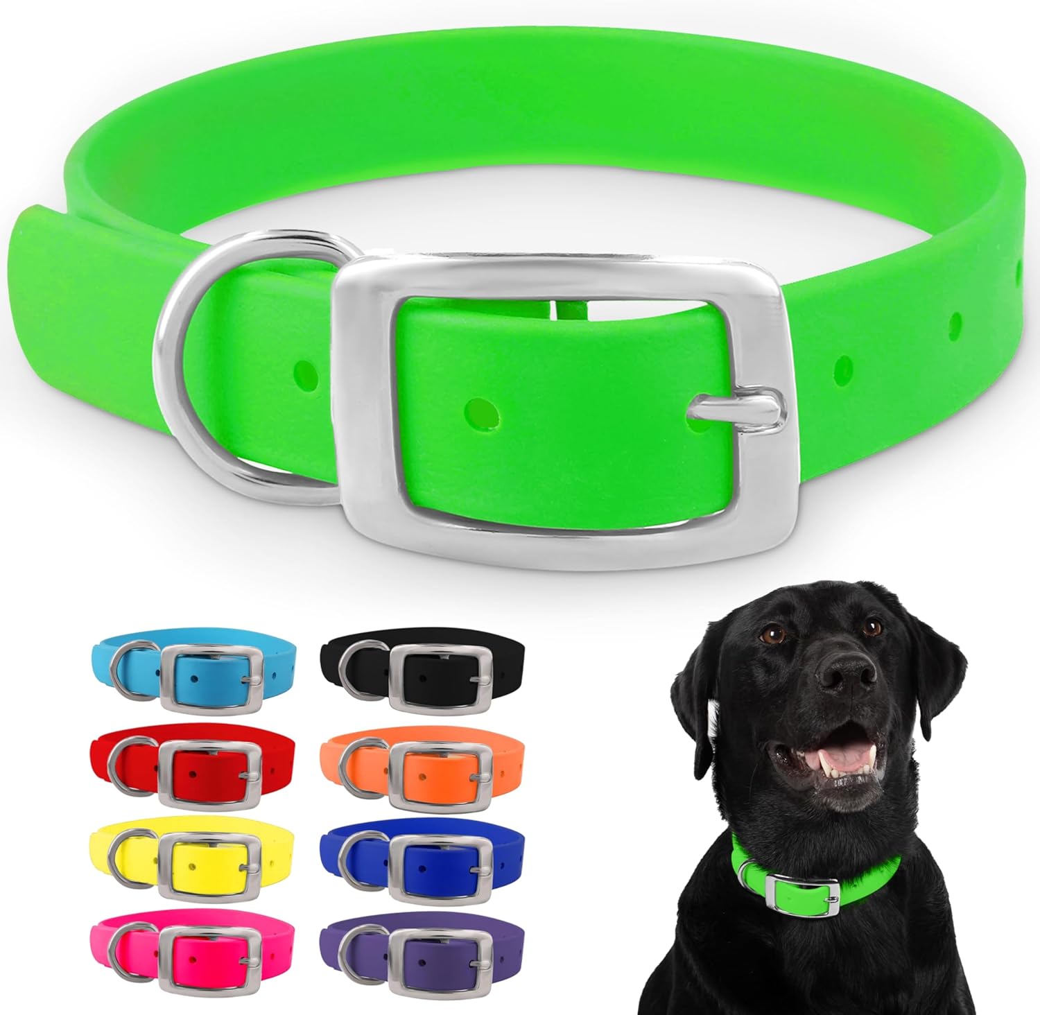 Medium Pink Dog Collar with Heavy Duty Double Buckle & D Ring | Vinyl Coated, Custom Fit, Adjustable Biothane Dog Collar | Chew Resistant Waterproof Collar for Dogs