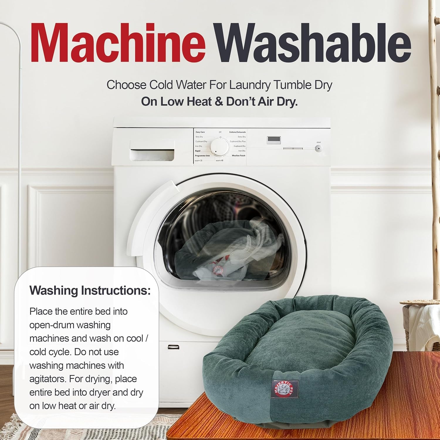 52 Inch Micro Velvet Calming Dog Bed Washable – Cozy Soft round Dog Bed with Spine for Head Support - Fluffy Donut Puppy Mat 52X35X11 (Inch) X- Large – Azure