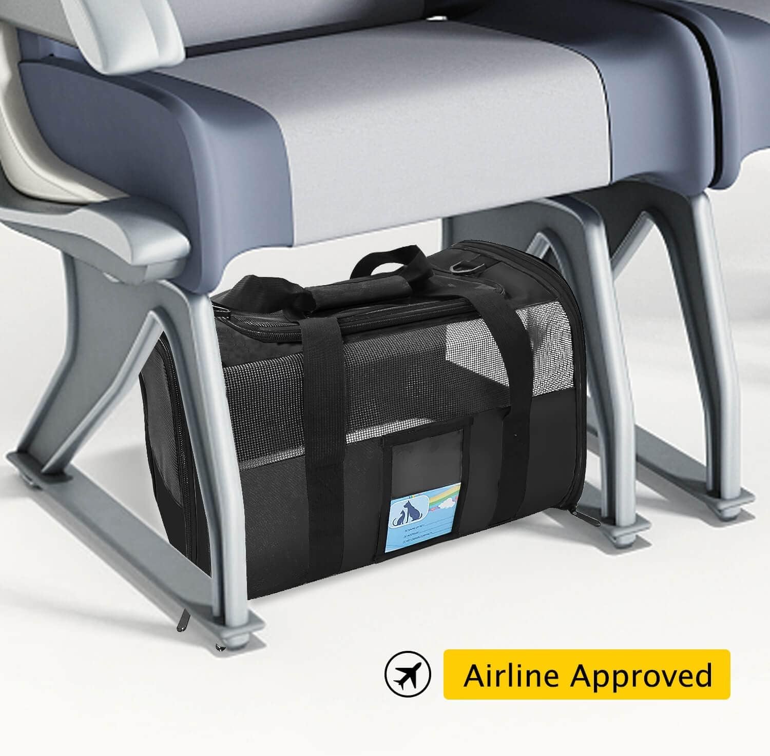 Pet Carrier Airline Approved, Cat Carriers for Medium Cats Small Cats, Soft Dog Carriers for Small Dogs, TSA Approved Pet Carrier for Cat Dog of 15 Lbs, Puppy Carrier,Black