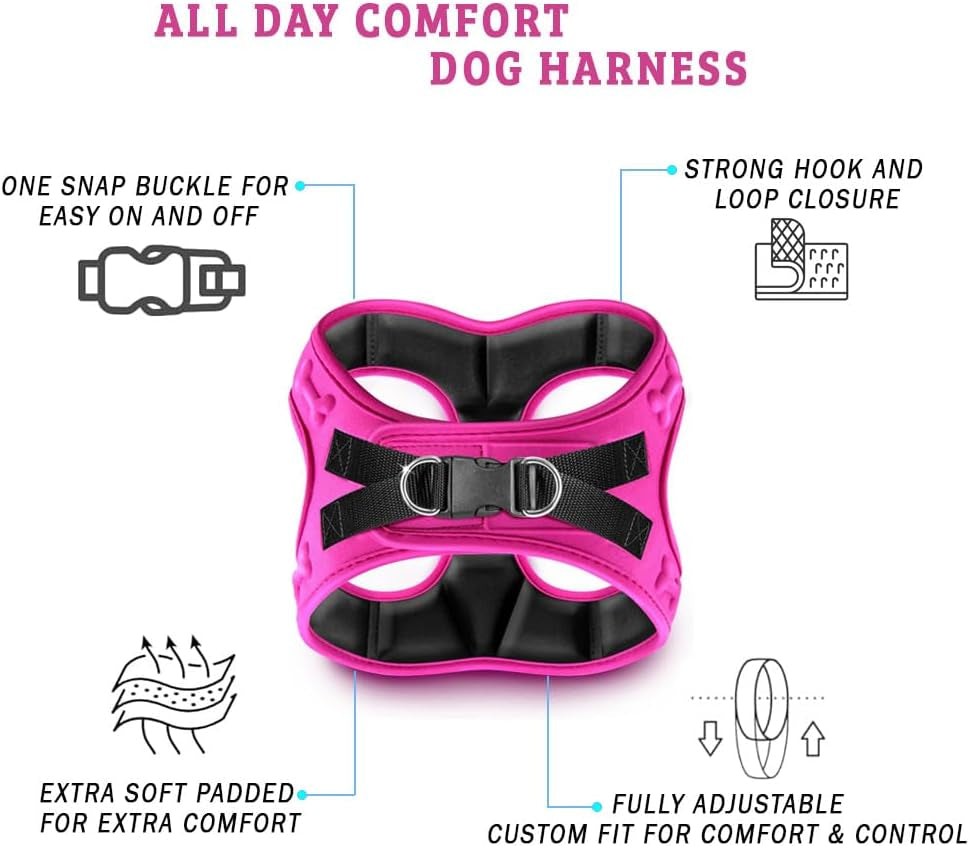 Comfort Fit Dog Harness Soft Padded No Pull Harness with Adjustable Buckles for Small Medium Large Dogs Step in Pet Vest with Easy Control Handle for Walking Jogging Running Training Dogs & Puppies