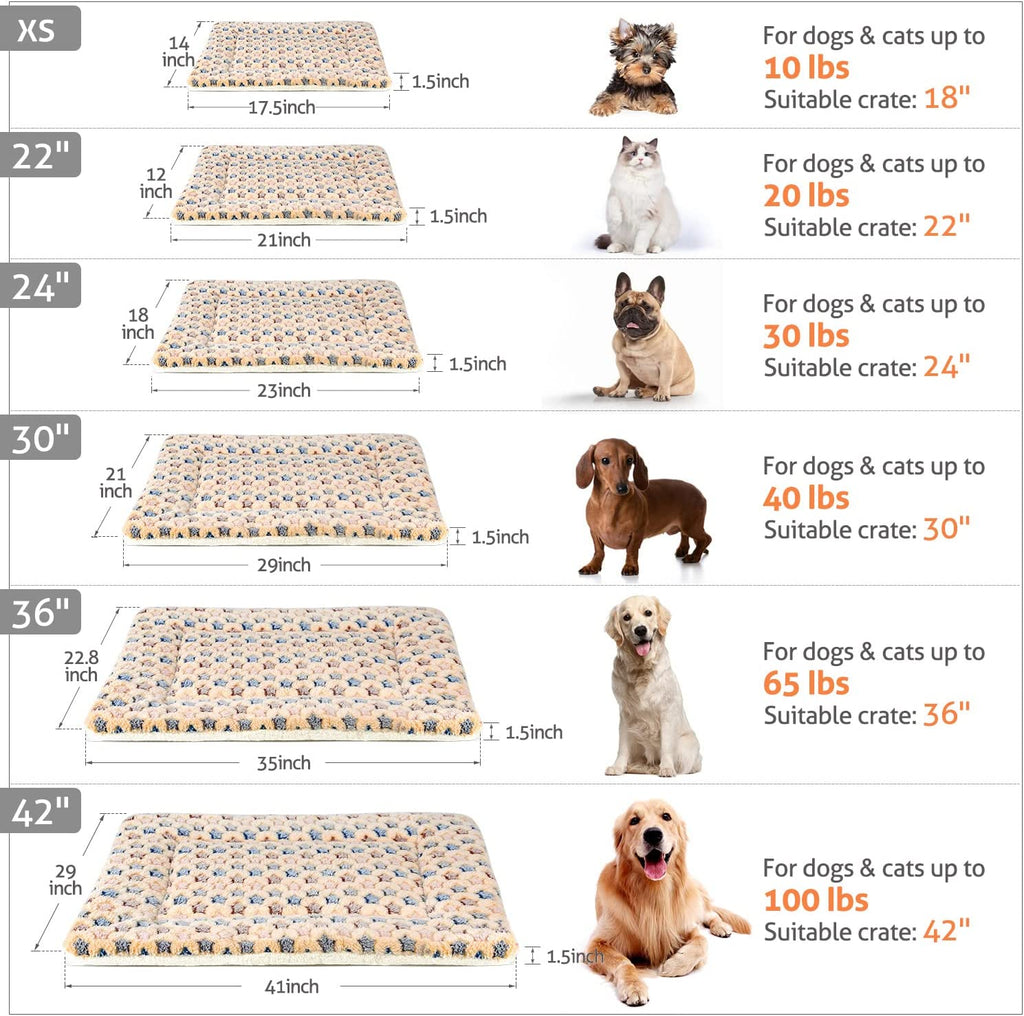 Dog Crate Pad - Ultra Soft Pet Bed with Cute Star Print, Washable Mat for Large Medium Small Dogs, Reversible Fleece Kennel Liner, Cat Bed 23 X 18 Inch Brown