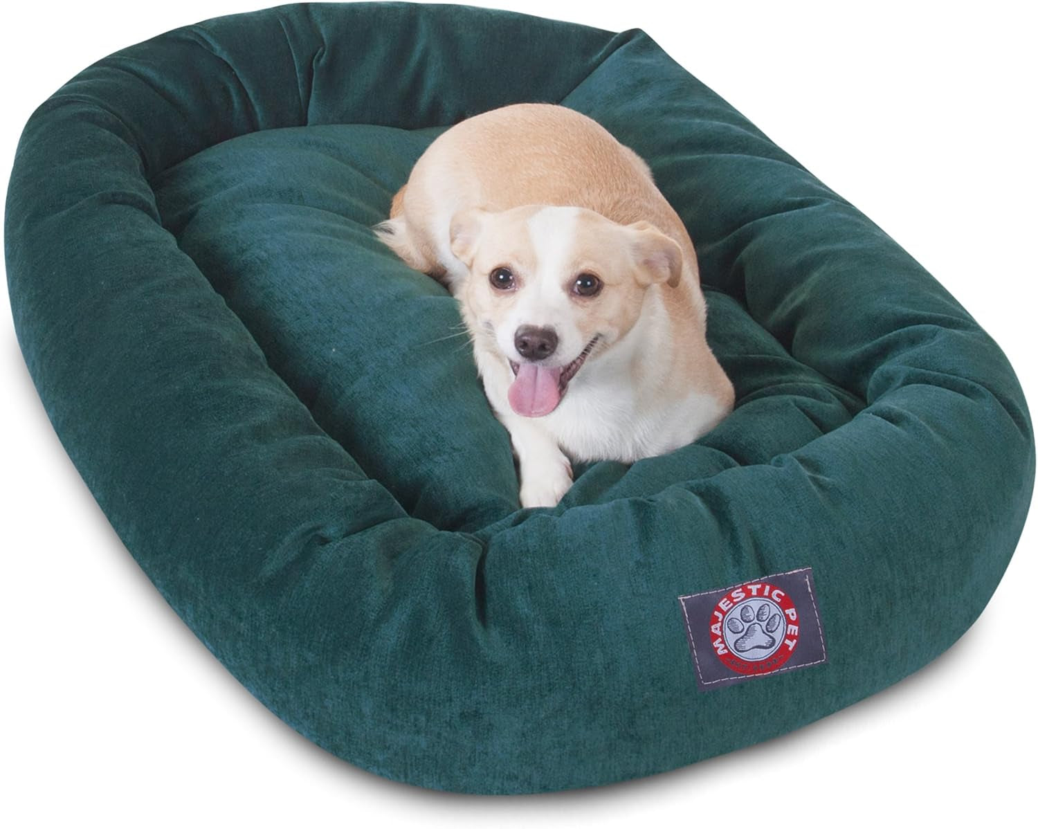 52 Inch Micro Velvet Calming Dog Bed Washable – Cozy Soft round Dog Bed with Spine for Head Support - Fluffy Donut Puppy Mat 52X35X11 (Inch) X- Large – Azure