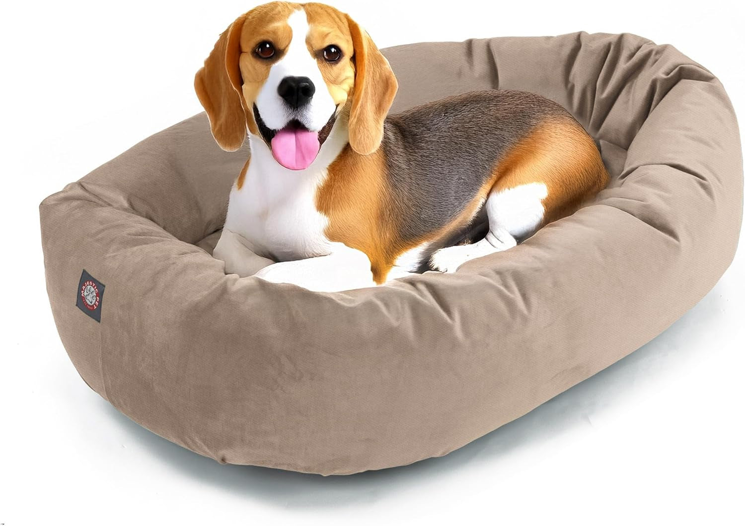 52 Inch Micro Velvet Calming Dog Bed Washable – Cozy Soft round Dog Bed with Spine for Head Support - Fluffy Donut Puppy Mat 52X35X11 (Inch) X- Large – Azure