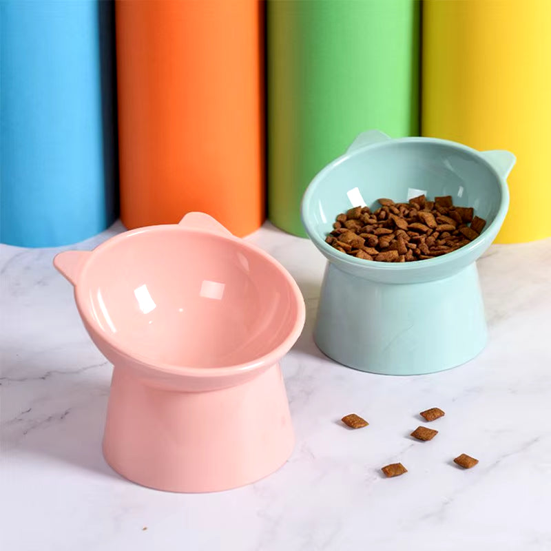 Pet Dog Cat Bowl with Raised Stand Pet Food Cat Feeder Protect Cervical Vertebra Cat Food Bowl for Dogs Pet Products