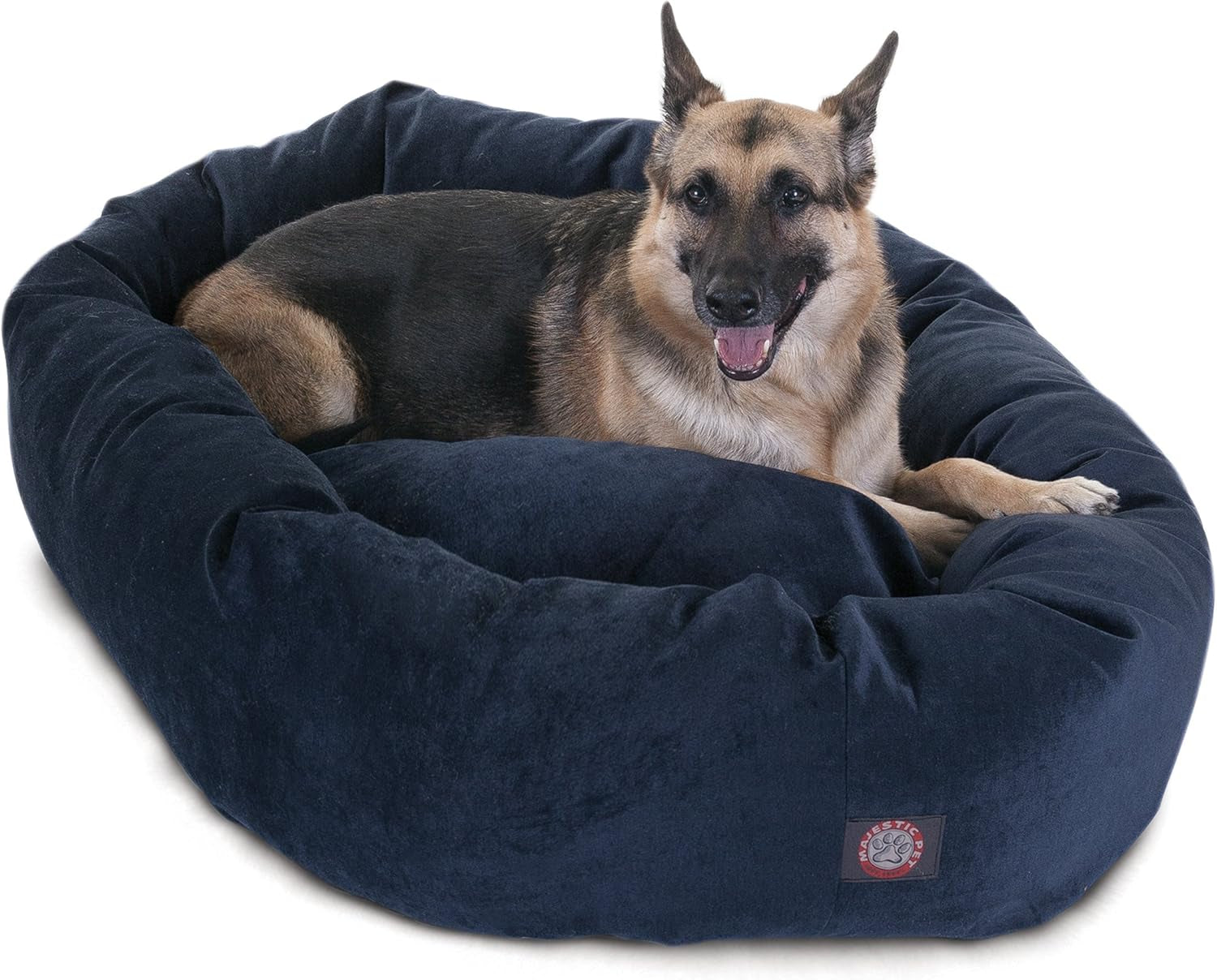 52 Inch Micro Velvet Calming Dog Bed Washable – Cozy Soft round Dog Bed with Spine for Head Support - Fluffy Donut Puppy Mat 52X35X11 (Inch) X- Large – Azure