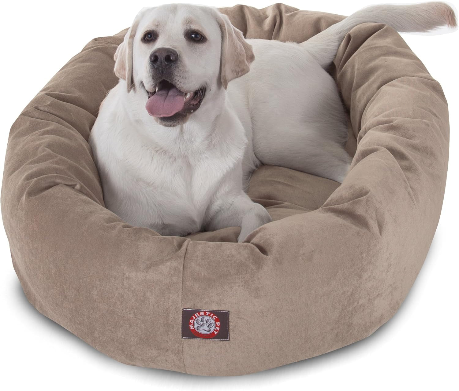 52 Inch Micro Velvet Calming Dog Bed Washable – Cozy Soft round Dog Bed with Spine for Head Support - Fluffy Donut Puppy Mat 52X35X11 (Inch) X- Large – Azure