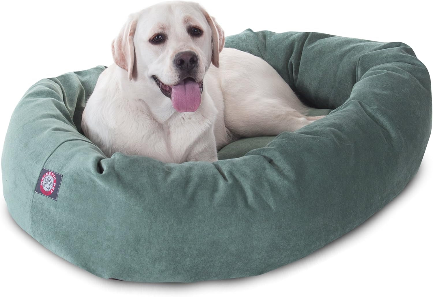 52 Inch Micro Velvet Calming Dog Bed Washable – Cozy Soft round Dog Bed with Spine for Head Support - Fluffy Donut Puppy Mat 52X35X11 (Inch) X- Large – Azure