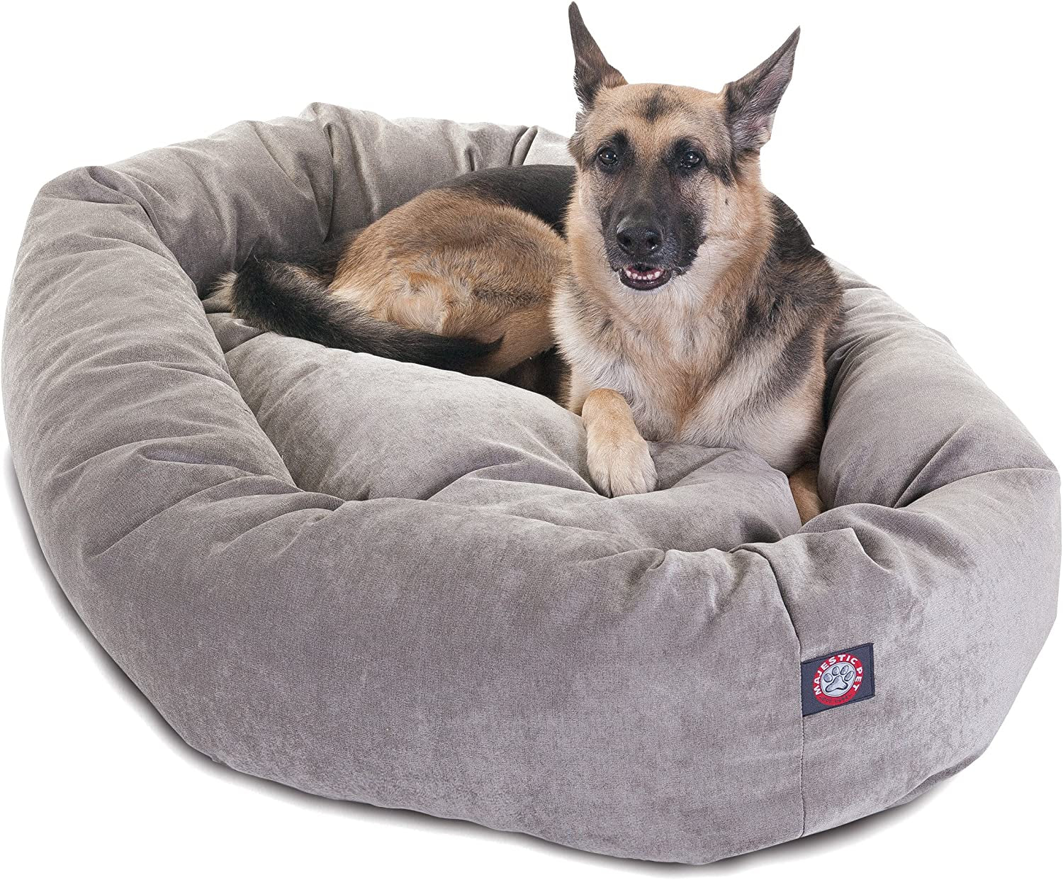 52 Inch Micro Velvet Calming Dog Bed Washable – Cozy Soft round Dog Bed with Spine for Head Support - Fluffy Donut Puppy Mat 52X35X11 (Inch) X- Large – Azure